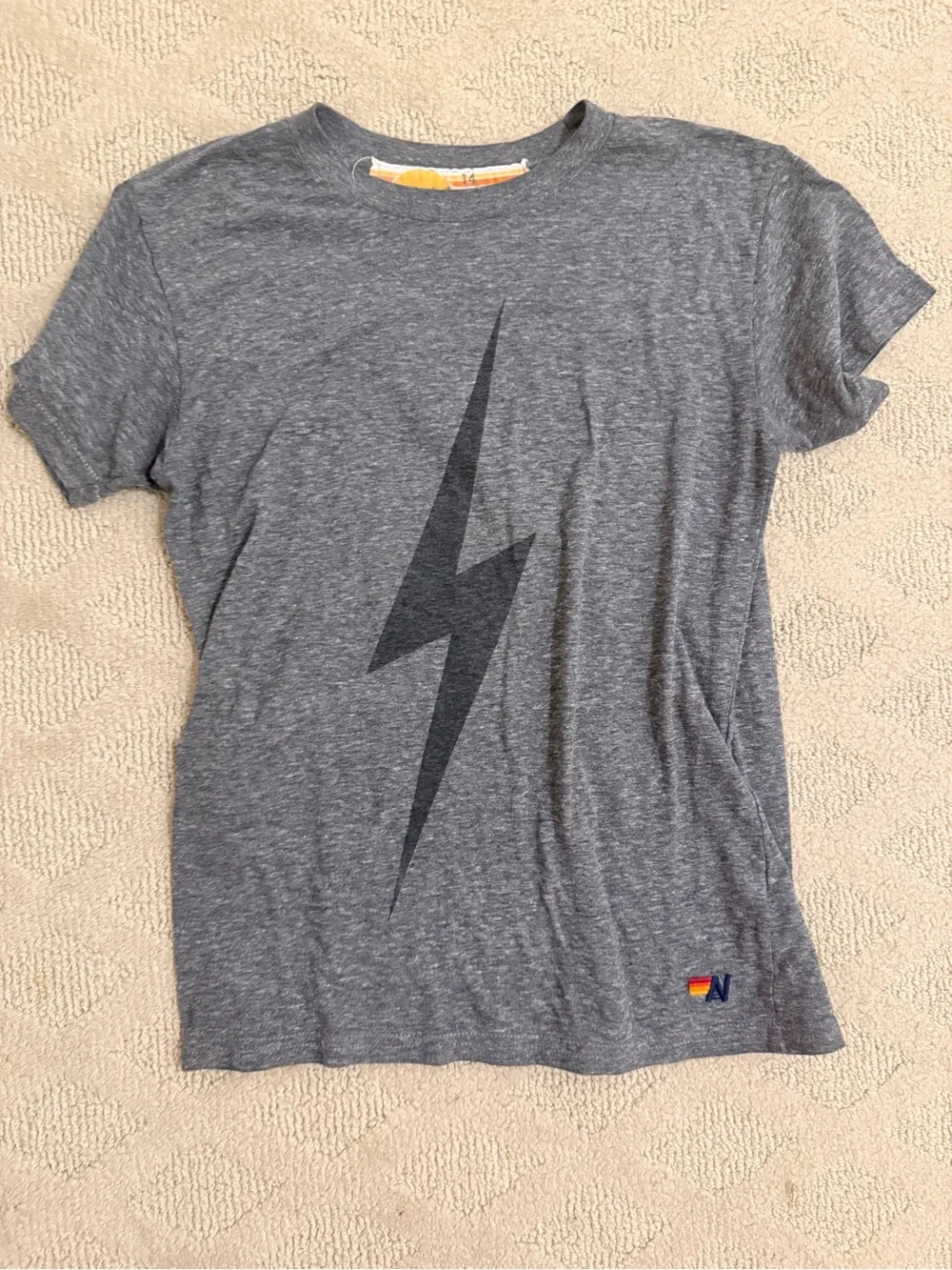 Aviator Nation Gray Lightning Bolt Kids Tee